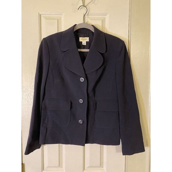 Talbots Vintage Italian Flannel Stretch Wool Size 10 Purple Blazer Suit Jacket - Picture 1 of 5